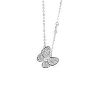 XANAYXWJ S925 Sterling Silver Butterfly Necklace Clavicle Chain Frigid Style Necklace Korean Style Pendant Necklace Silver