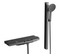 XANAYXWJ Shower System with LED Digital Display, Wall Mounted Bathtub Faucet with Tub Spout and 4 Functions Handheld Spray, Mixer Faucet Shower Combo Set, Gun Grey