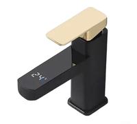 XANAYXWJ Smart Display Faucet,Stainless Steel Hot Cold Basin Faucet with Temperature Monitoring Screen 175x125mm(Black Gold)