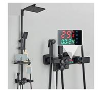 XANAYXWJ Smart Thermostatic Shower Valve with Digital Display, 4-Way Control, Black Finish, Ideal for Bathroom Bidet Faucets - Hot & Cold Water Mix, Quality.