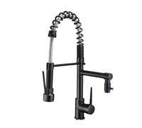 XANAYXWJ Solid Brass Spring Pull Out Kitchen Faucet with Two Spouts andHandheld Shower Chrome Finish Mixer TapChrome Smooth knob,Black Bronze D