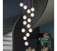 XANAYXWJ Staircase Long Chandelier Stair High Hanging Lights Minimalist LED Ceiling In The Villa, Stairwells And Living Room, Crystal Drop Balls Pendant Light(Size:15 BALLS)