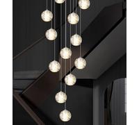 XANAYXWJ Staircase Long Chandelier Stair High Hanging Lights Minimalist LED Ceiling In The Villa, Stairwells And Living Room, Crystal Drop Balls Pendant Light(Size:12 BALLS)