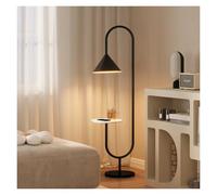 XANAYXWJ Standing Lamps Floor Lamp with Shelf, End Table Arc, Functional Bedside Lamps with Marble Decorate(Black)