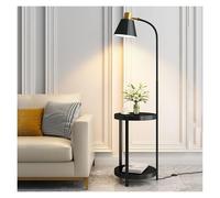 XANAYXWJ Standing Lamps Floor Lamp with Shelves, Mid Century Standing Lamps, Rustic Side Table for Bedroom & Living Room Decorate(Black)