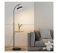 XANAYXWJ Standing Lamps Floor Lamp with Table Attached Marble Arched Curved Tall Shelf Standing for Living Room, Office, 360° Rotatable Shade Decorate(Natural)
