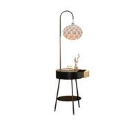 XANAYXWJ Standing Lamps Home Floor Lamp with Table - Mid-Century Nightstand or Side with USB Charging Port Standing Light with Drawers Decorate(Black)