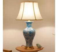 XANAYXWJ Sturdy Ceramic Vase Table Lamp Farmhouse Bedside Bedside Table Lamp Fabric Bell Shade Chinese Style Porcelain Table Lamp,chandelier