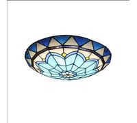 XANAYXWJ Style Ceiling Light 3-Light Stained Glass Light Fixtures Ceiling Mount Blue Mediterranean LED Ceiling Lamp for Kitchen Island Bedroom Living Room,12in