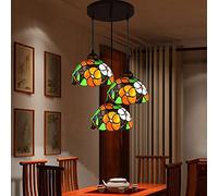 XANAYXWJ Style Pendant Lamp Double Head,Three Heads,Rotate Pendant Light 8" Vintage Lampshade,for Living Room Bedroom Dining Room,E27 Ø20cm,three head disc