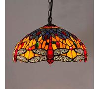 XANAYXWJ Style Vintage Stained Glass Chandelier - Retro Farmhouse Pendant Light Fixture Ceiling Lamp Shade for Living Room & Bedroom Energy Class Lighting Decor