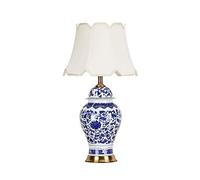 XANAYXWJ Table Lamp Ceramic Bedside Nightstand Table Lamp, White Textured Desk Lamp for Living Room Family Bedroom - Chinese Blue and White Porcelain Style 2,A