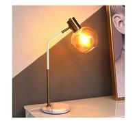 XANAYXWJ Table Lamp Creative Nordic Table Lamp，Smoke Gray Glass Metal Marble Desk Light，E27×1 Button ，Living Room Sofa Bedroom Study Hotel 2,A