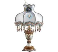 XANAYXWJ Tradition Classical V-intage Kitchen Table Lamp Victoria Light Blue Resin Table Light Fabric Lamp Cover Desk Light Living Chandeliers