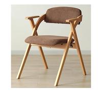 XANAYXWJ Upholstered Dining Chairs With Arms, Folding Chairs With Wood Frame And Fabric Upholstered Padded Seat, PU And Cotton Linen Seat Covers,Foldable Home Office Party Chair (Coffee Color Brown)