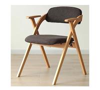 XANAYXWJ Upholstered Dining Chairs With Arms, Folding Chairs With Wood Frame And Fabric Upholstered Padded Seat, PU And Cotton Linen Seat Covers,Foldable Home Office Party Chair (Dark Brown Brown)