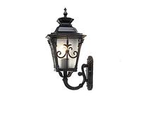 XANAYXWJ Victorian Outdoor Wall Light Lantern European Antique Classic Brass Metal Frosted Clear Glass Waterproof E27 Garden Decoration Aluminium External Lamp Patio Balcony Villa Rainproof Sco (Black
