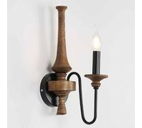XANAYXWJ Vintage Wood Candle Wall Sconce For Farmhouse Rustic Solid Wood Wall Lamp With Black Base E14 Lighting Restaurant Wall Light Industrial Wall Lights For Bedroom Living Room Hallway