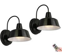 XANAYXWJ Wall Lamp Battery Operated Barn Light Fixtures, Not Hardwired Wall Sconces Wireless Farm Exterior Gooseneck Wall Mount Lights, Black Industrial Wall Lantern Compatible with Kitchen, Bathroom