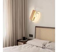 XANAYXWJ Wall lamp, Japanese-Style Solid Wood Wall Lights Bedroom Bedside Square LED Log lamp Corridor stairwell rotatable Reading Lamps(Warm,22cm)