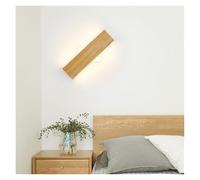 XANAYXWJ Wall lamp, Japanese-Style Solid Wood Wall Lights Bedroom Bedside Square LED Log lamp Corridor stairwell rotatable Reading Lamps(White,52cm)