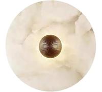 XANAYXWJ Wall Lamps Sconces 12W LED Natural Marble Wall Sconce Alabaster Wall Light Stone Wall Sconce Round Vanity Light Lamp Stairs Metal Base(30cm)