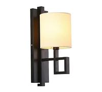 XANAYXWJ Wall Lamps Sconces Contemporary Black Wall Sconce Elegant Geometric with White Fabric Shade Hardwired Lighting Fixture Entryway