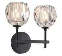 XANAYXWJ Wall Lamps Sconces Wall lamp, Wall Sconce PostSimple Wall Lamp Villa Hotel Art Bedroom Bedside Crystal Wall Light G4 Home Improvement Reform Bedroom Lampshade Bedside Reading(Noir,Double