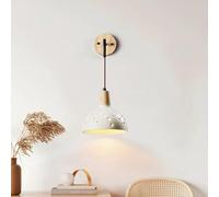 XANAYXWJ Wall Lamps Sconces Wood Wall Sconce Vintage Cement Wall Light Fixture Rustic Concrete Solid Wood Hanging Wire Decor Lighting Sconces(J)