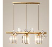 XANAYXWJ Wall Lighting Chandelier 3-Light Linear Chandelier, Crystal Lights with Bird Sculpture, Ceiling Lighting Fixtures Hanging Lamp for Dining Room Kitchen Island,Lighting Fixtures/Black/Crea