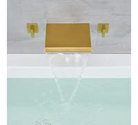 XANAYXWJ Wall Mount Waterfall Tub FaucetBrusheBrass 2Handle High Flow Shower Tap for Hot & ColWaterIdeal for Stylish Bathroom Upgrade