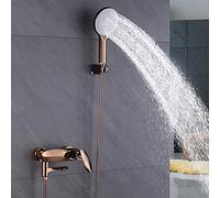 XANAYXWJ Wall Mounted Bath Mixer Taps with Shower Head, 3 Mode Hot and Cold Shower & Bath Taps Brass Rose Gold