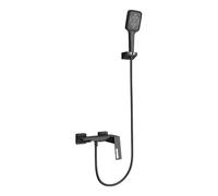 XANAYXWJ Waterfall Bath Mixer Taps with Shower Single Handle Hot and Cold Wall Mounted Bath Shower Mixer Tap with Shower Head Black
