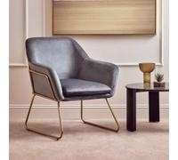 Xander Grey Velvet Accent Chair with Gold Finish Base