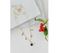 Xander Kostroma Gold Tone Black Obsidian Moon And Stars Charm Necklace Black