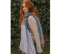 Xander Kostroma Sea Breeze Navy Blue Mix Polka Dot Ombre Tassel Pashmina Blue