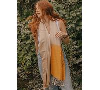 Xander Kostroma Sunshine Yellow and Cream Mix Polka Dot Ombre Tassel Pashmina Yellow