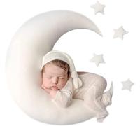 Xanewza 4 Pieces Newborn Photography Props Crescent Moon Posing Pillow and Stars Baby Photo Props Decor Basket Photo Props Baby Photo Shooting Props Studio Accessories