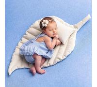 Xanewza Newborn Photography Props Pillow Sheet Set, Baby Photo Shoot Posing Leaves Cushion, Crawling Cotton Children's Room Rug, Floor Mat for Photo Studio Accessories