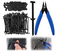 XANGNIER 2025 New 100 Pcs Nylon Universal Cable Tie Buckle with Wire Cutter,Multipurpose Self Locking Zip Tie Clips Automotive,Snap Fit Nylon Fastening Clip for Car Repairs Auto Bumper Fender Liner