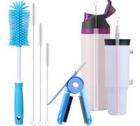 XANGNIER 5 Pcs Water Bottle Cleaner Brush Set for Owala 24oz/32oz/40oz Cup,Multifunctional Bottle Brush and Long Straw Cleaner Brush,Cleaning Kit for Owala/Stanley/Yeti Tumbler Cup Accessories