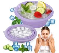 XANGNIER Face Bowl for Ice with Built-In Ice Tray - Collapsible Silicone Facial Ice Bath Bowl for Cold Plunge Therapy, Skin Tightening & Acne Relief - Purple Portable Spa Tool for Home & Travel