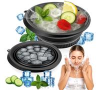XANGNIER Face Bowl for Ice with Built-In Ice Tray - Collapsible Silicone Facial Ice Bath Bowl for Cold Plunge Therapy, Skin Tightening & Acne Relief - Black Portable Spa Tool for Home & Travel