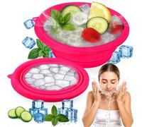 XANGNIER Face Bowl for Ice with Built-In Ice Tray - Collapsible Silicone Facial Ice Bath Bowl for Cold Plunge Therapy, Skin Tightening & Acne Relief - Black Portable Spa Tool for Home & Travel