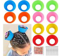 XANGNIER Hair Accessories Kits for Girls,Women,Kids,12 Pcs Cupcake Liners Hair Accessories Decorations for Crazy Hair Day with 12 Hair Clips and Silicone Decorative Granules