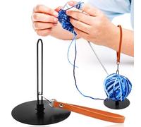 XANGNIER Portable Wrist Yarn Holder with Leather Wristlet Strap,Stainless Steel Yarn Ball Holder for Crocheting on The Go,Yarn Storage Organizer Knitting Supplies Crochet Accessories