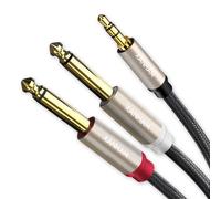 XANHAM 1/8 to Dual 1/4 Stereo Audio Cable 16 Feet /5M 3.5mm TRS Male Mini Jack to Dual TS 6.35mm Male Jack Mono Y Splitter Cord Adapter, Double Shielded with Braiding