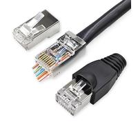 XANHAM 25 Pack Cat 6 Pass Through Shielded RJ45 Connector with Strain Relief Boots Modular Crimp Network Plug for 23AWG Cat6, Cat5, Cat5e SFTP and FTP Solid or Stranded Ethernet Cable