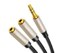 XANHAM 3.5mm Audio Stereo Y Splitter TRS Aux 1/8 Inch Mini Jack Extension 1 in 2 Out Adapter Cable for Headphone Audio Sharing Compatible with iPhone, iPad, iPod, Smartphone, Tablet, Laptop/PC, etc