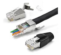 XANHAM 30 Pack Cat7 Cat6A Pass Through Shielded RJ45 Connector Modular Network 50μ Gold-Plated Plug for Cat 6, Cat 6A, Cat 7 and Cat 8 with Strain Relief Boots